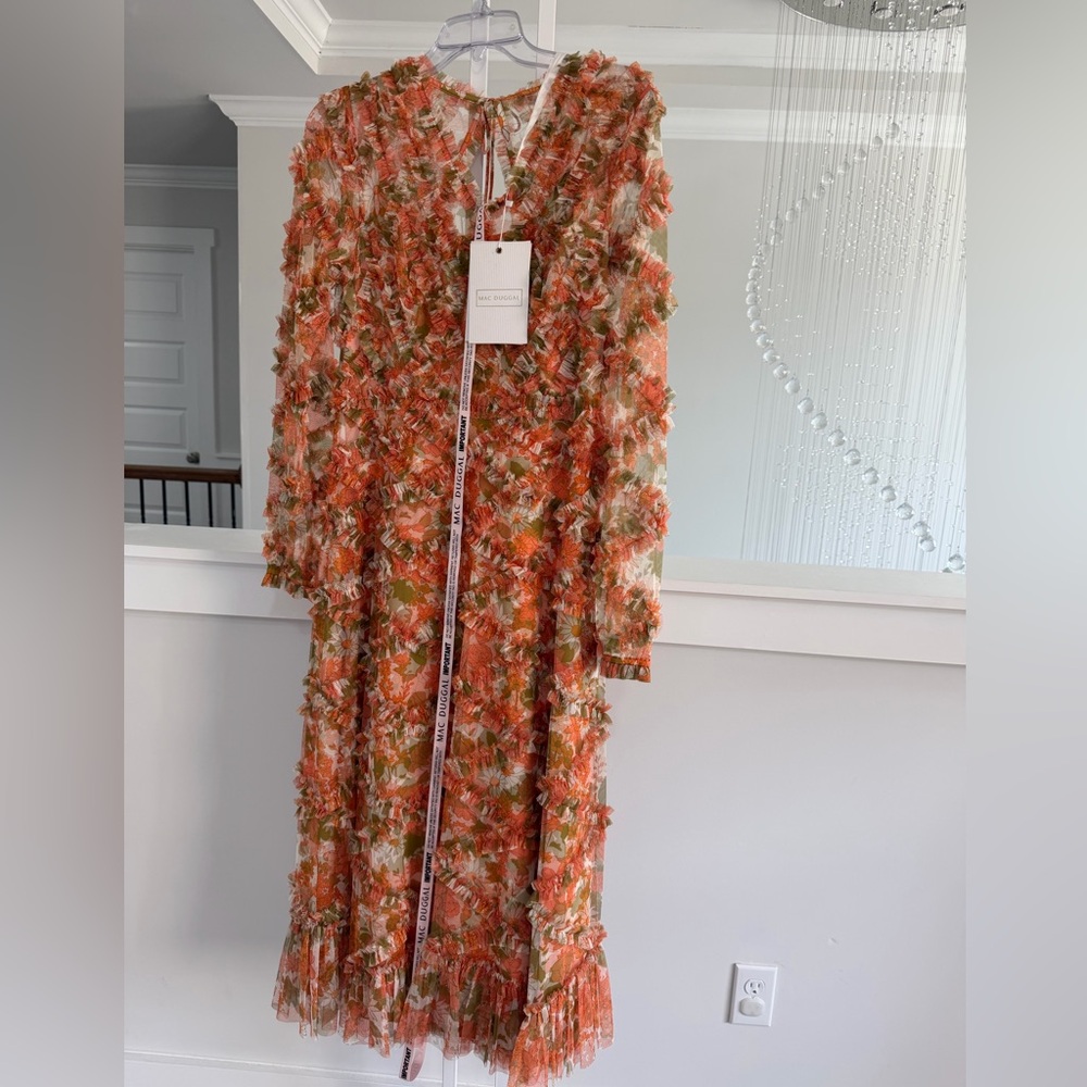 Anthropologie Mac Duggal Floral long sleeve ruffle dress - Picture 10 of 10